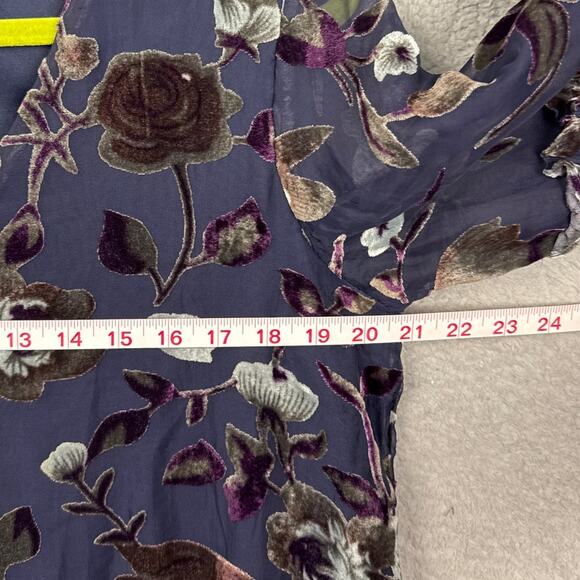 Velvet Burnout Mini Dress Baby Doll Spirit Of Grace Floral Navy Size M Boho Chic - Picture 4 of 11